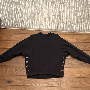 All Saints Black Sweatshirt with Silver Eyelets